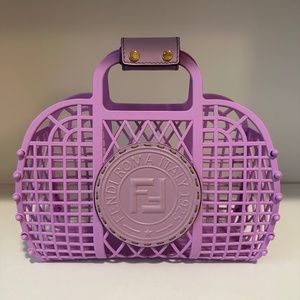 FENDI Recycled Plastic Vitello Liberty Matte Small Basket Violetta